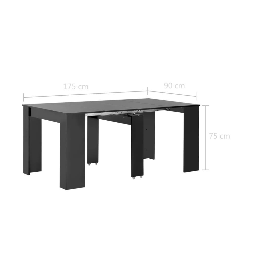 Buy HBKS Extendable Dining Table High Gloss Black 175 X 90 X 75 Cm at ...