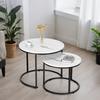 Zestaw Dwóch Stolików Loft Galen Small Biały Marmur