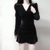 Small Dress Autumn and Winter Birthday Dress Dress Royal Sister Wears a Short Velvet Little Black Dress To Show Her Figure