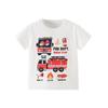 2026 Spring/Summer Kids' Fire Truck Print T-shirt - Short Sleeve & Round Neck