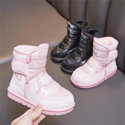Winter New Design Girls Boys Kids Snow Boots High-Top Cotton Shoes Waterproof Warm Plush Lined Outdoor Sports Skiing Shoes