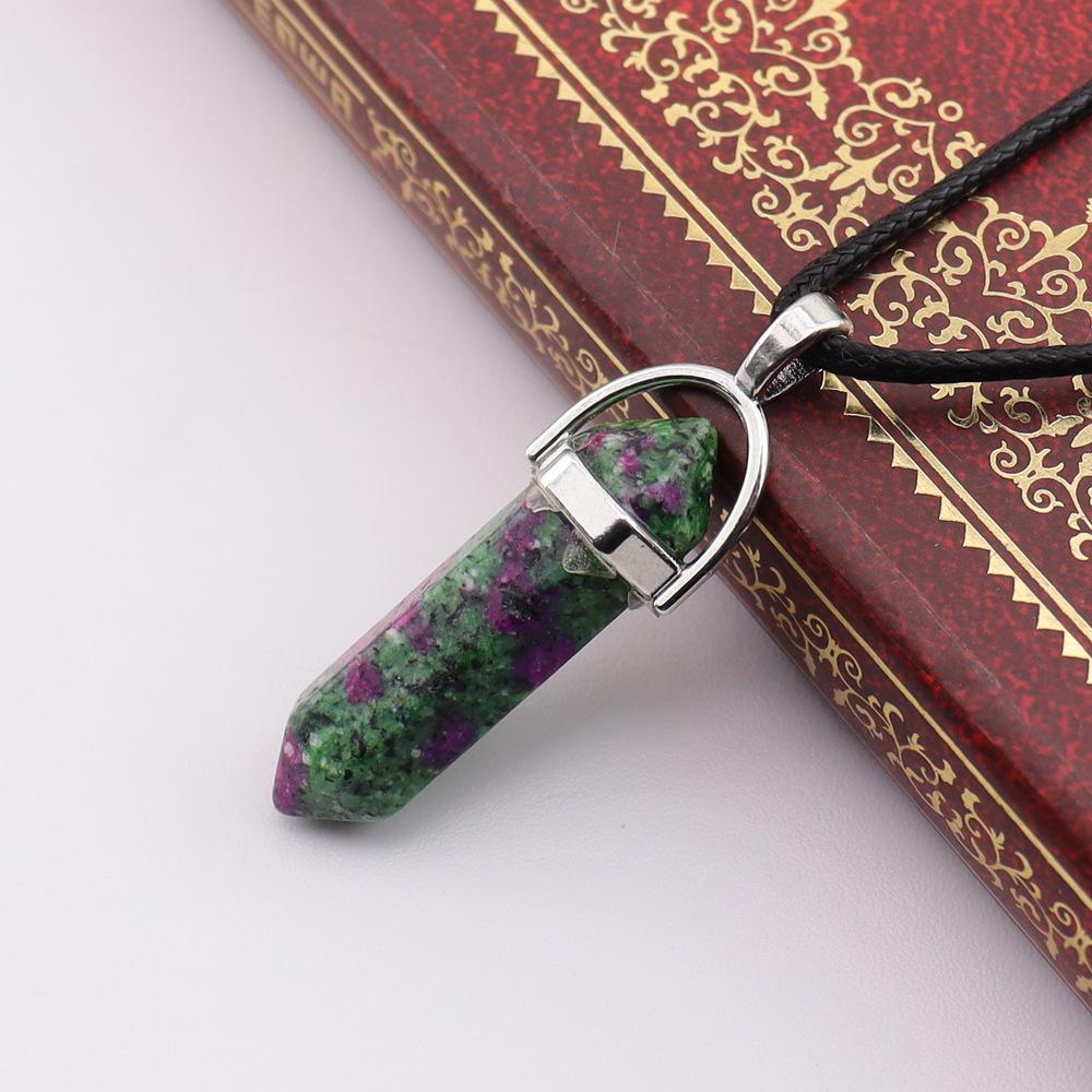 Handmade Amethyst & Rose Quartz Hexagonal Pendant Necklace N760