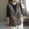 Spring and Summer Women's Casual Patch Waistcoat Jacket Loose and Thin Sleeveless Waistcoat Waistcoat Top