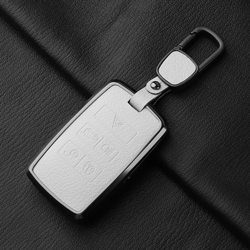 Metal and Leather Car Key Case Cover For Land Rover Range Rover Discovery Evoque Sport Velar Key Protection Shell Accessories