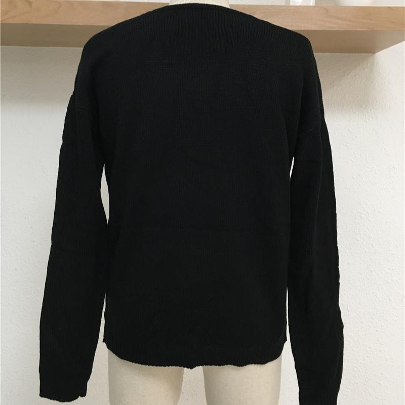 IHUASU Autumn and Winter Big Size Women's Commuter Cross Splicing Knit Sweater