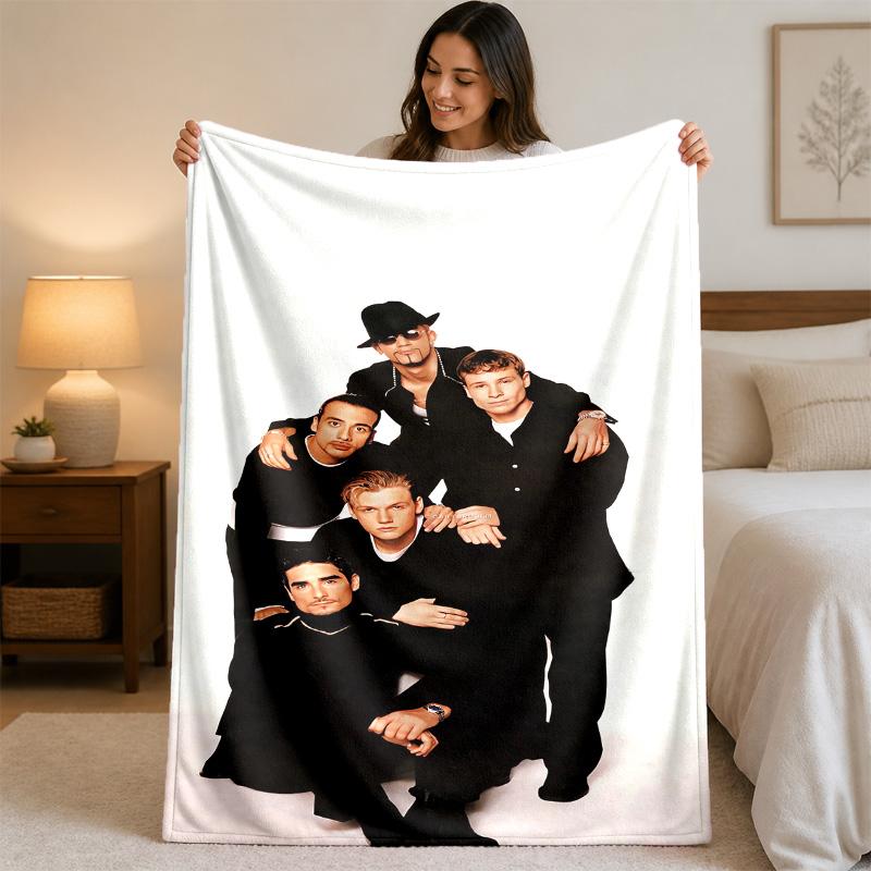 Backstreet Boys Print Flannel Blanket Cozy Warm Plush Throw Blanket For Bed Sofa Couch Indoor Household Use