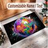 Soccer Theme Soft Crystal Velvet Rug Custom Name & Text Print Non Slip Floor Rug for Bedroom Living Room