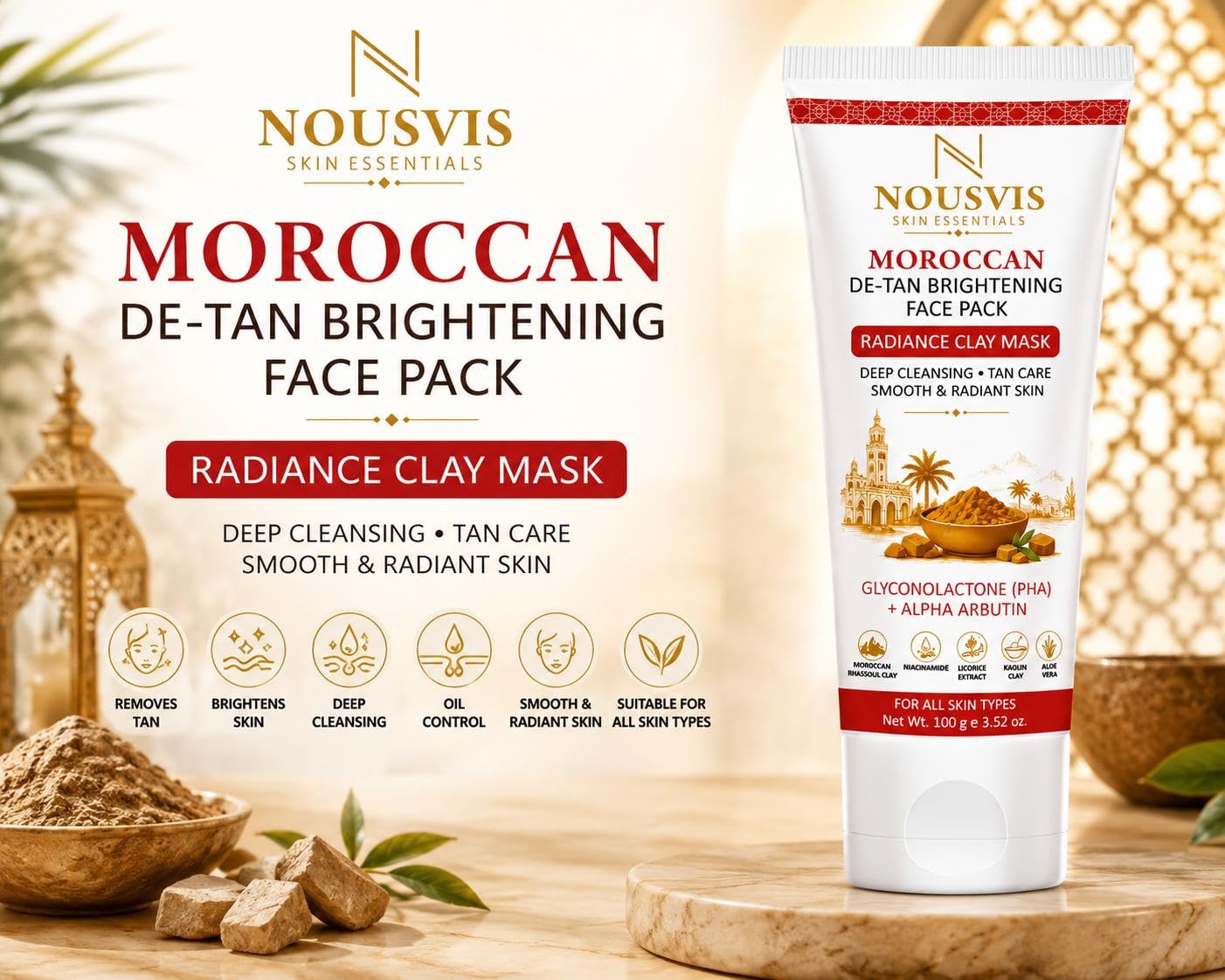 NOUSVIS Moroccan DeTan Brightening Face Pack