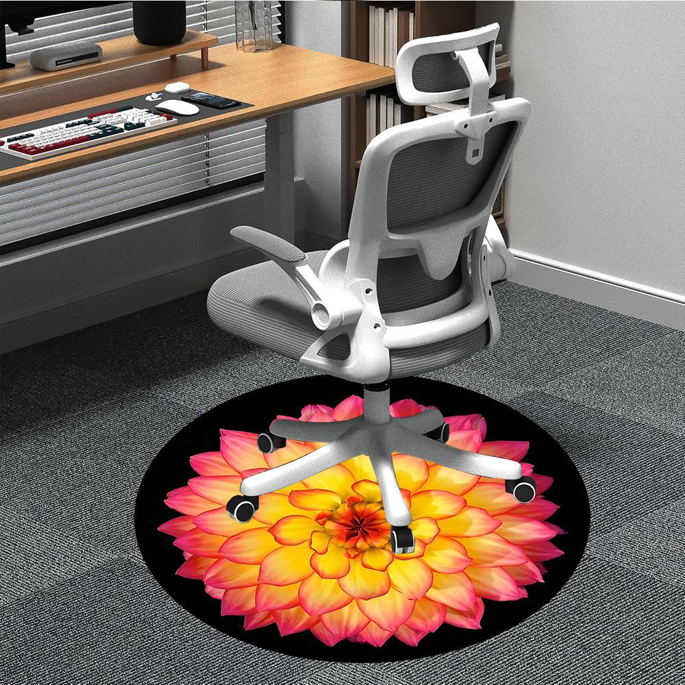 1pc Flower Print Carpet, Round Non Slip Durable Large Size Office Carpet, Suitable for Office