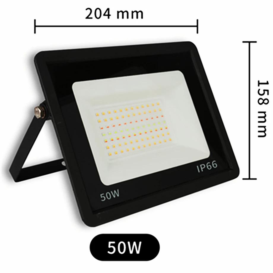 RGB Floodlight Smart APP Voice Control TUYA RGB CW 3000-6500K 30W 50W 100W AC 220V Outdoor Lighting Spotlight for Garden Party