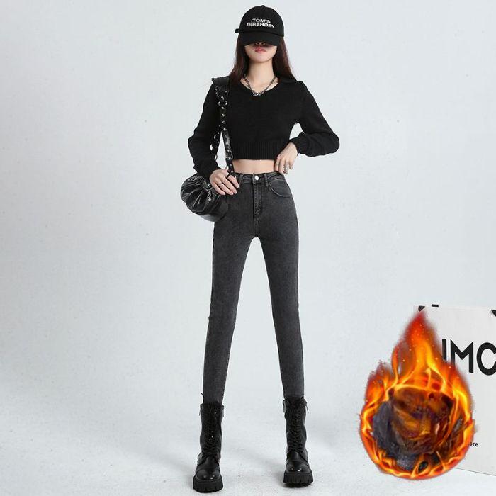 Velvet Thickened Small Magic Leggings for Women's Autumn and Winter New Style Wear Tight Black Pants Pencil Pants