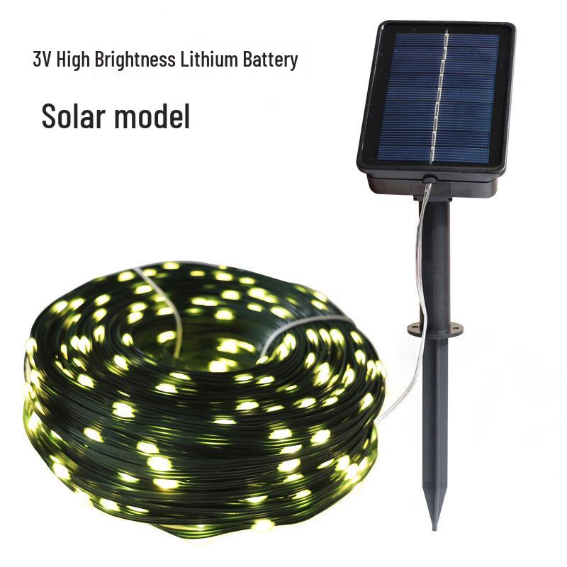 LED Solar Waterproof Cord Light for Outdoor Camping - High Brightness, Low Voltage, Starry Sky Effect, Super Bright, Colorful Wrap for Trees and Tents