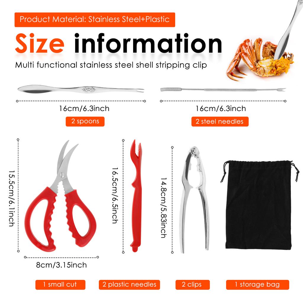 7/9Pcs Crab Cracker Tool Set Stainless Steel Seafood Tools with Lobster Sheller Crab Leg Fork Seafood Forks Scissors for Kitchen