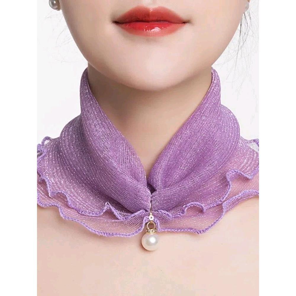 Women's Sunscreen Neck Cover Veil Neck Protection Scarf Summer Thin Ruffled Edge Scarf