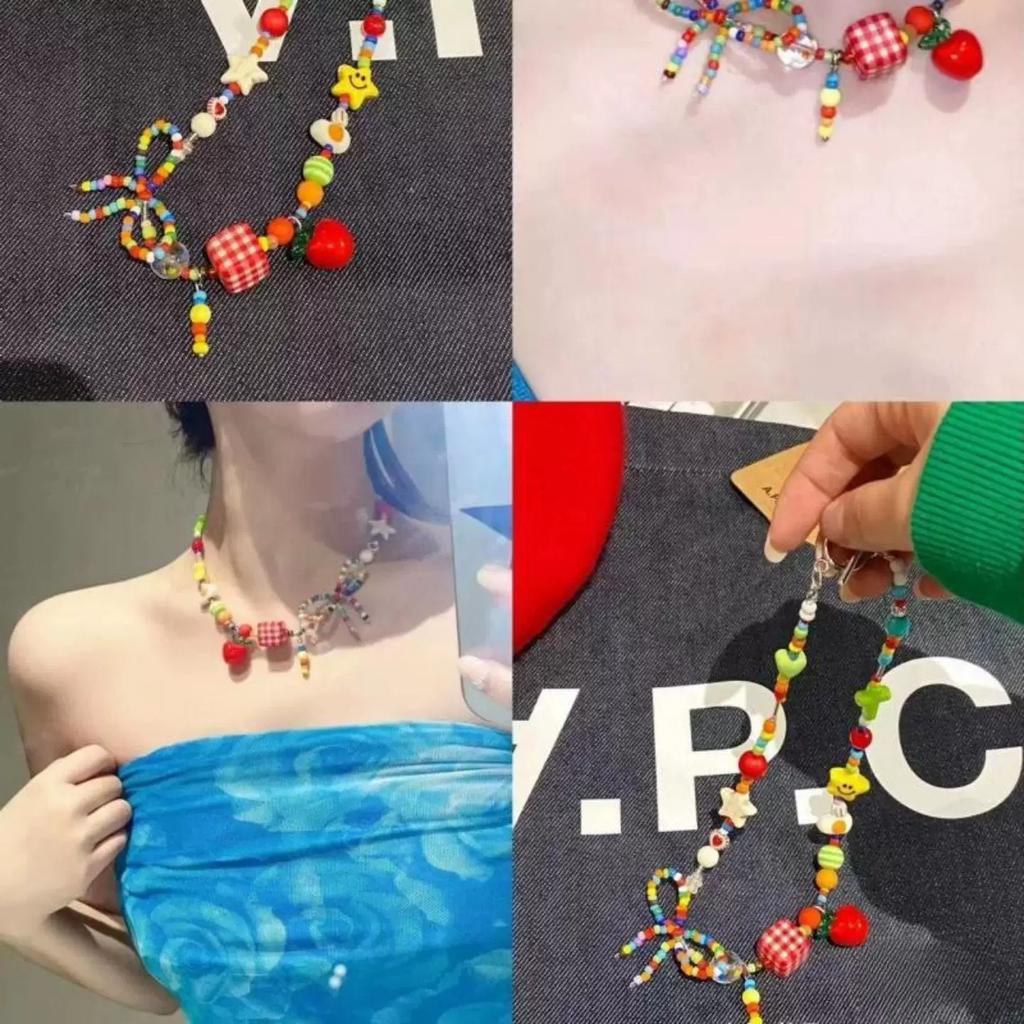 2026 Trendy Handmade Beaded Colorful acrylic Bowknot Star Pendant Necklace For Women Summer Y2k Sweet Aesthetic Neck Jewelry