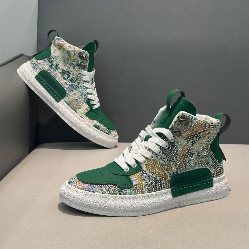 Chaussures de sport montantes chaudes, nouvelles pour le printemps, plates, brodées de strass, semelle souple confortable, à lacets, chaussures de repos xs