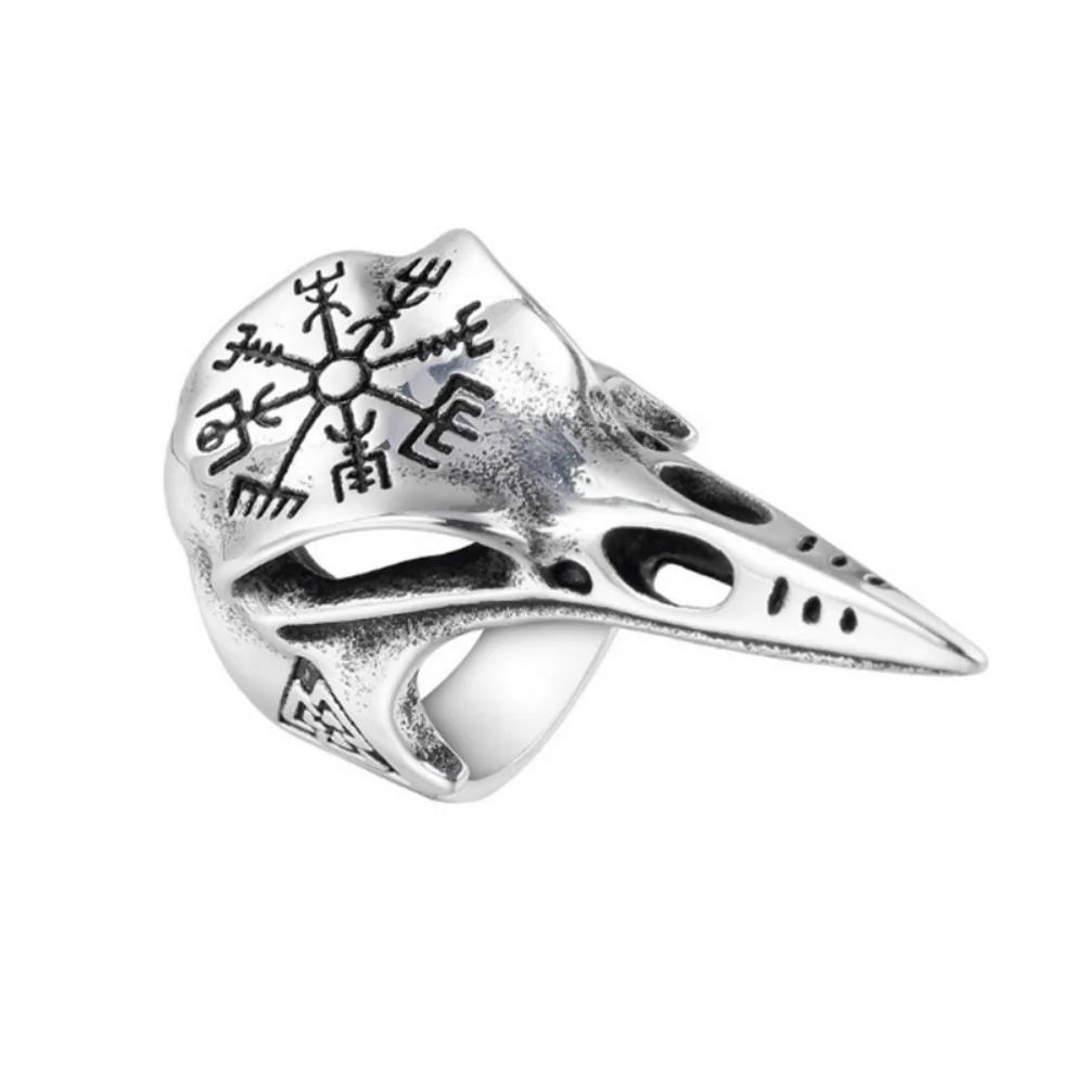 Vintage Viking Raven Ring Men Punk Rock Hip Hop Pirate Rune Symbol Party Banquet Gift Accessory Trendy Fashion Jewelry
