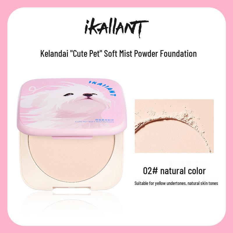 Kelandai Cute Pet Soft Mist Powder Foundation: Translucent Matte, Long-Lasting, Brightening, and Flawless Base Makeup.