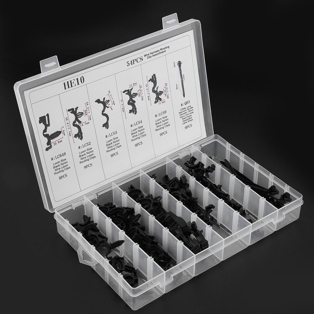 

54 шт. Ассортимент жгутов проводов кузова автомобиля, зажим для прокладки проводов, изогнутый зажим для кабелепровода