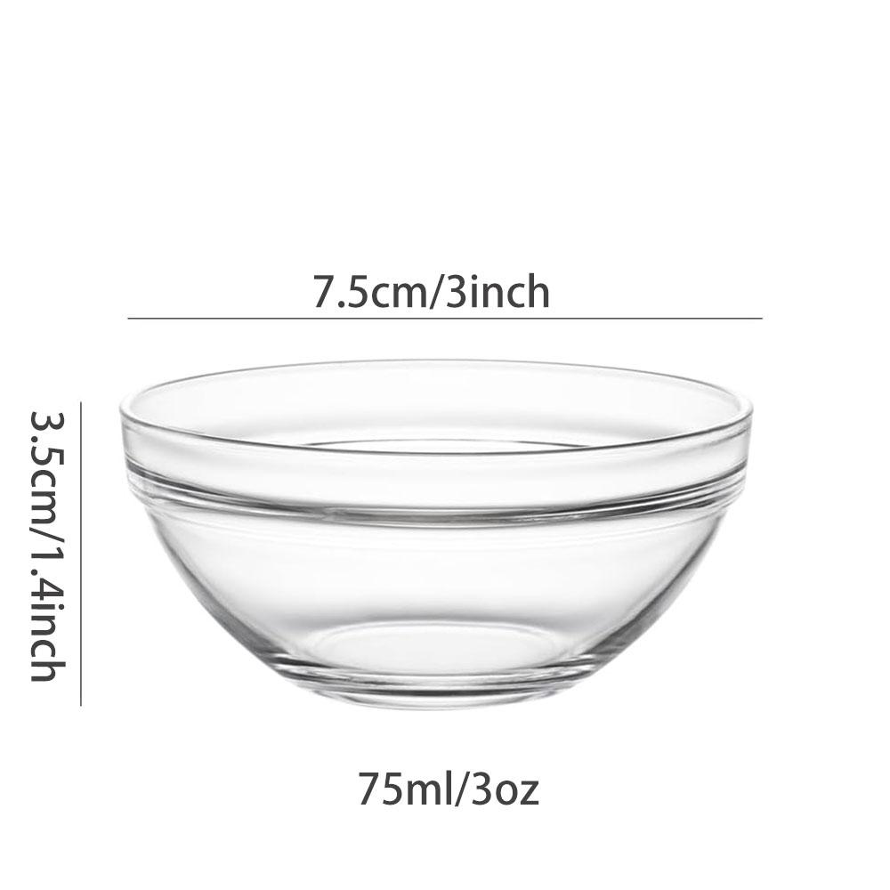 10Pcs Small Glass Bowls Soy Sauce Dipping Bowls Clear Prep Bowls Stackable Serving Bowls for Ramekins Snack Fruit Dips Dessert