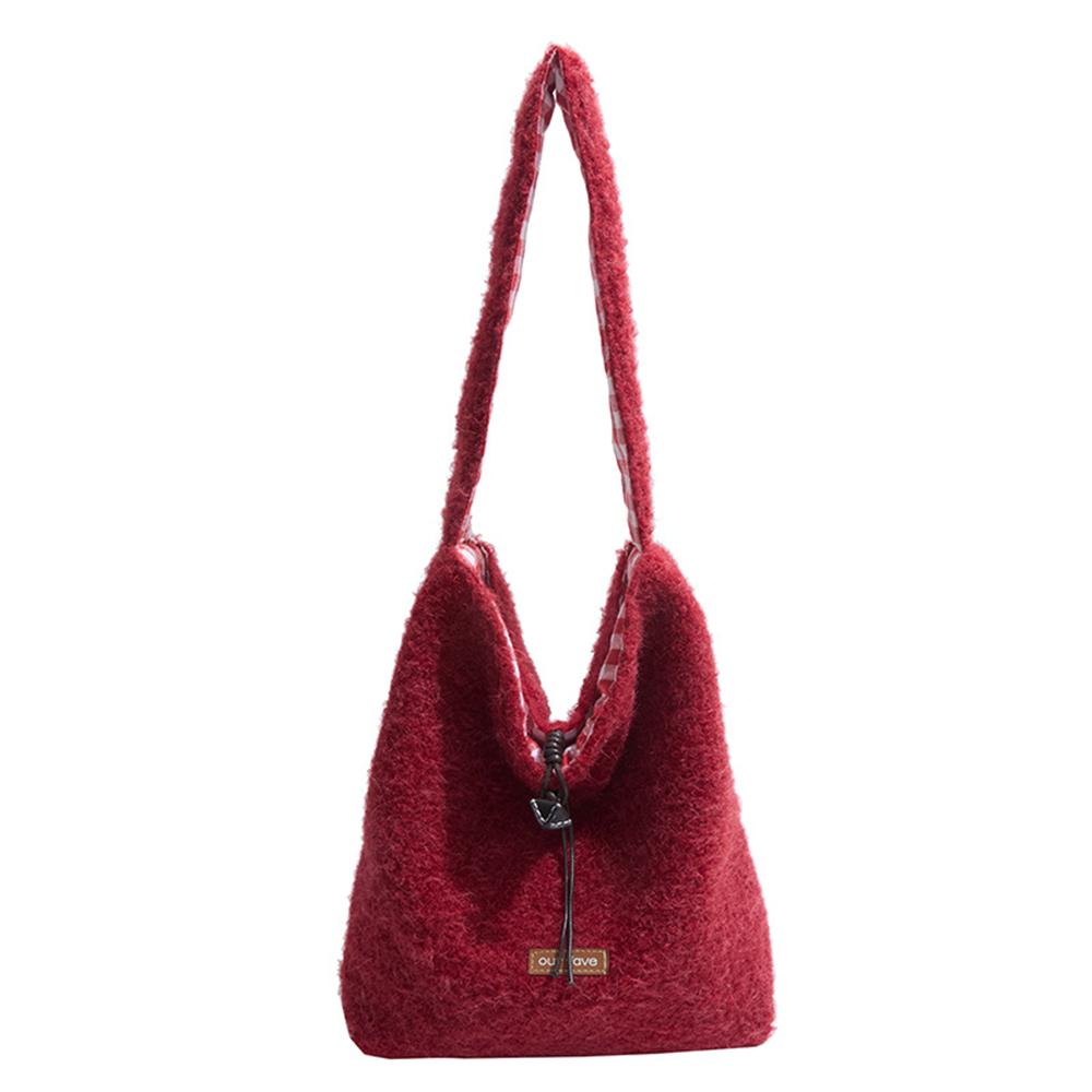 Borsa a Spalla in Peluche Monocolore Ampia Borsa Tote Borsa Sottobraccio Morbida Stile Minimalista Borsa di Design di Nicchia Per Donna Inverno Quotidiano