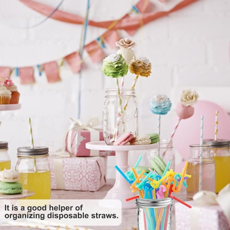 Organizer Lid Insert Flower Glass Bottle Covers Silver Lid with Straw Hole Square Grides Lid Suitable for Arrangements