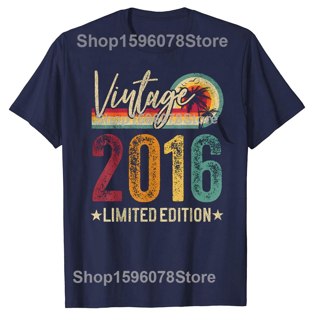Retro 2016 10 Years Old 10th Birthday Vintage Tshirts Men Fashion Print Loose Oversized Streetwear Hip Hop Unisex T Shirt