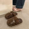 Internet Celebrity Bag Head Plush Cotton Slippers Women Wear Flat Bottom Non-slip Indoor and Outdoor Fluffy Slippers Women