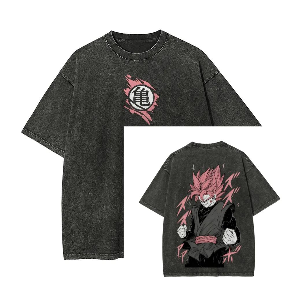 

Dragon Ball Выстиранная Ретро Футболка с Коротким Рукавом Повседневная Летняя Одежда Мужская Удобная с Коротким Рукавом Половина Рукава Спортивная Популярный Топ M