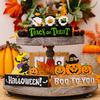 Halloween Table Decor Wooden Centerpiece Signs Happy Halloween Trick Or Treat Boo