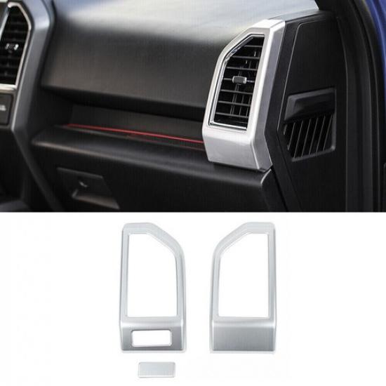 2x Dashboard Side Air Condition Vent Outlet Decor Cover Trim For Ford F150 2015+