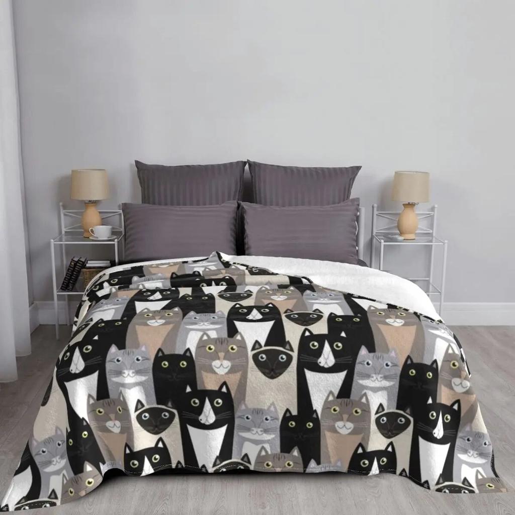 Cat Blankets Flannel Winter Animals Pet Cute Funny Portable Warm Throw Blanket for Bed Travel Bedding Throws