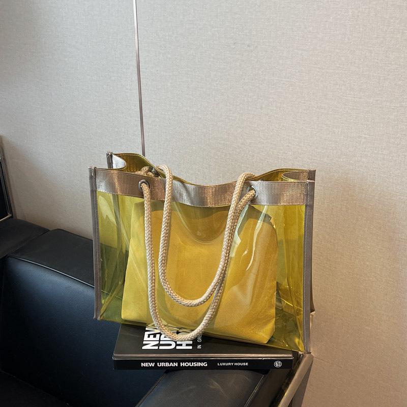 Women's bag summer new transparent large-capacity bag handbag jelly shoulder large bag mother and child bag