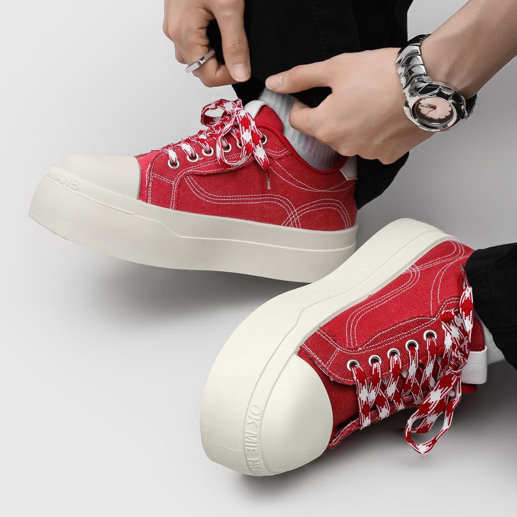 Men Canvas Thick Sole Board Sneakers Breathable Height Boost Casual Shoes for School Walking Travel and Streetwear Sizes 39-46