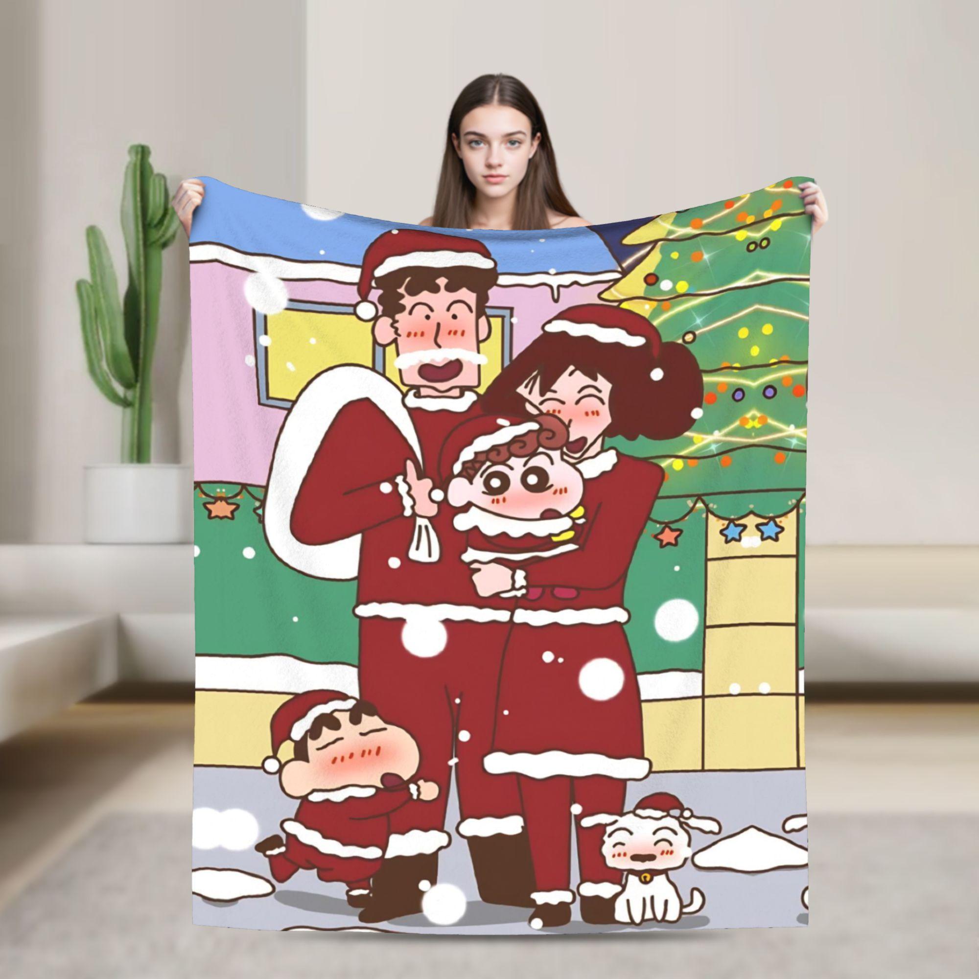 Warm Blanket Travel Office Crayon Shin-chan Sleep  Kawaii Throw Blanket  Flannel Bedspread For Couch Bed Fluffy Sofa Bed Cover 75cmx90cm