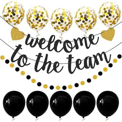 Welcome To Team Banner Black Gold Flash Welcome Banner for New Employees Team Members Colleagues Staff Colleagues New Teachers Welcome Party