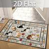 2D Flat Embroidery Cat Floral Rug Non-Slip Door Mat Suitable for Entrance Hall Foyer Balcony Garage