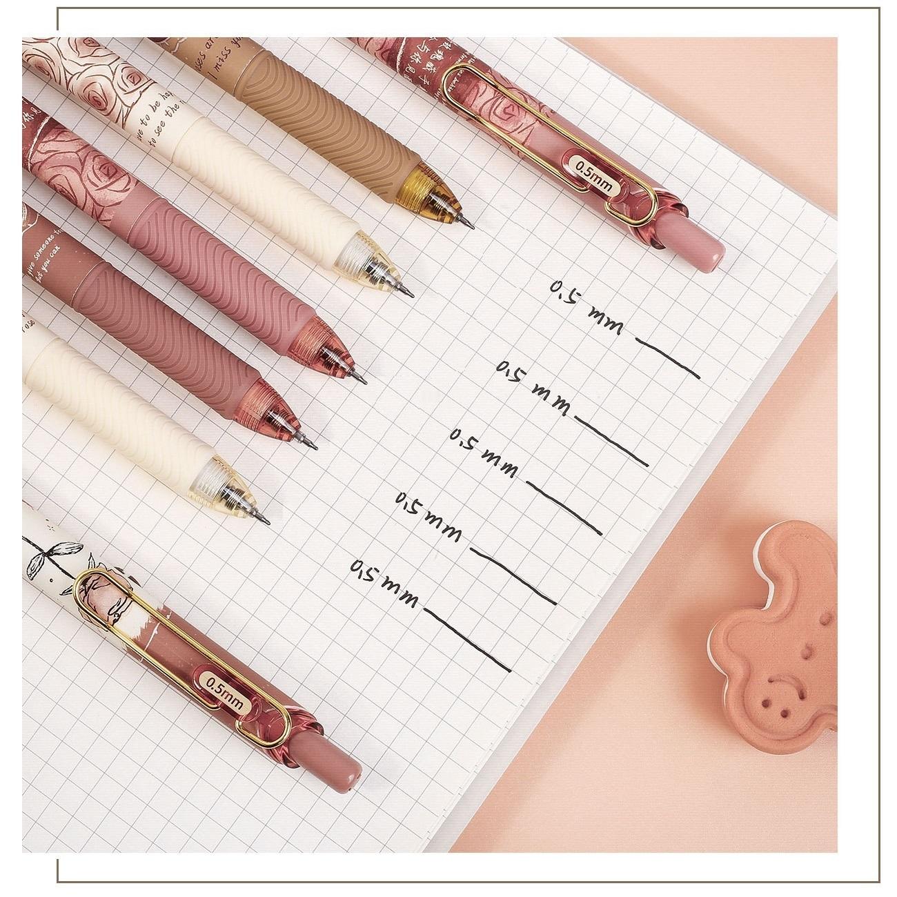 Набор из 4 шт. гелевых ручек «Роза и стихотворения» в стиле ретро с цветочным дизайном — фото 4