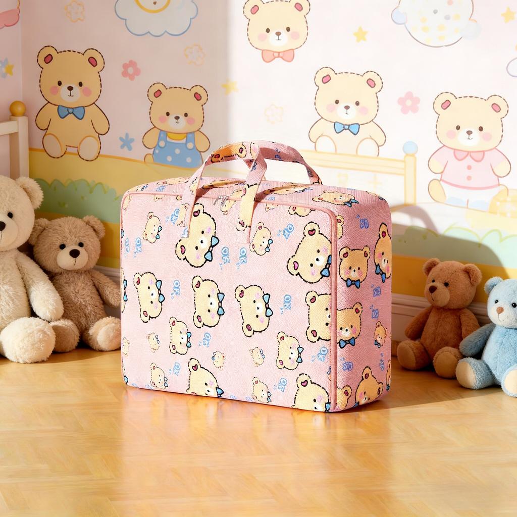 1pc Cute Pattern Storage Bag, Portable Bag with Handles, Moving Home Bedroom Clothing Storage Bag, Home Organization and Storage