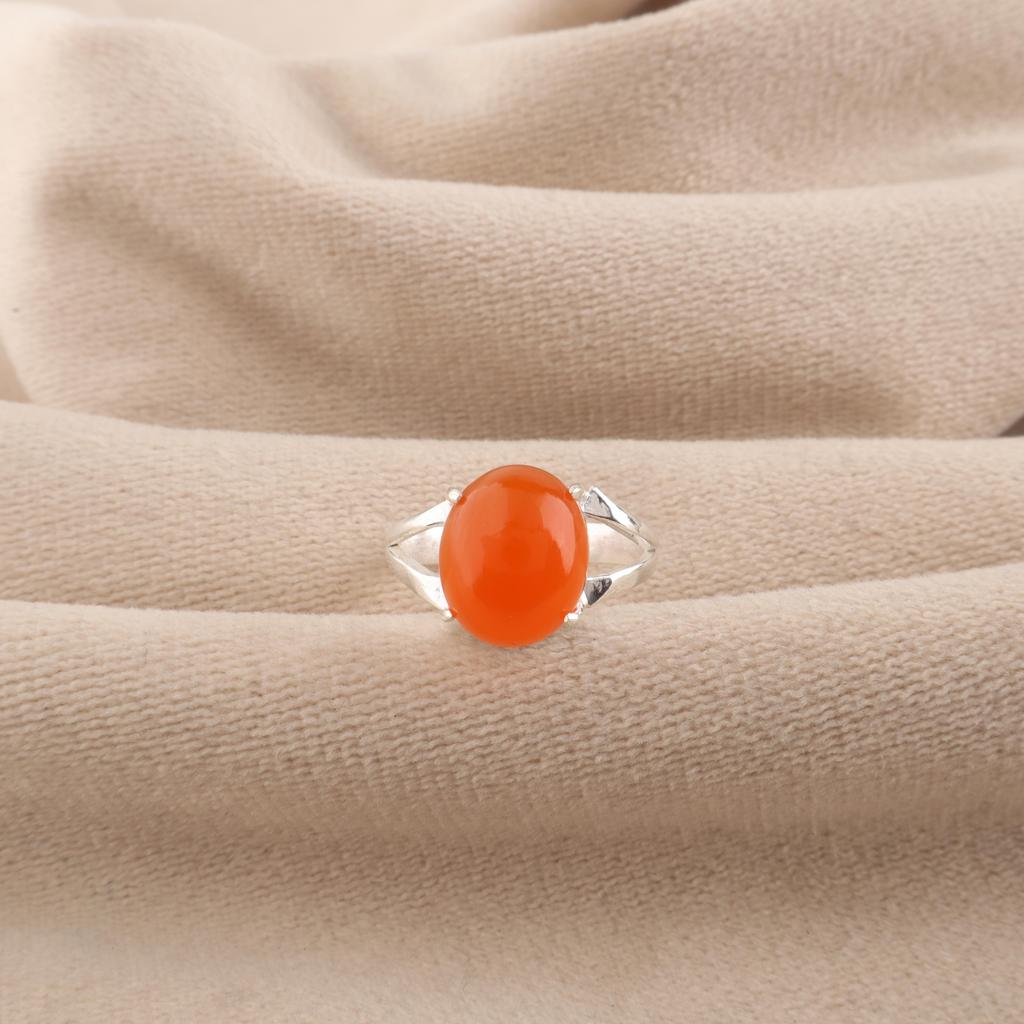 Natural Carnelian Gemstone 925 Sterling Silver Jewelry Elegant Wedding Ring For Women RR-75-26