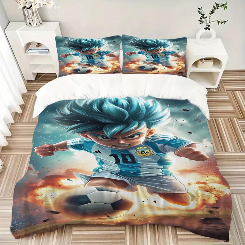3pcs Dragon Ball Soccer Hero Bedding Set, Includes One Quilt Cover and Two Pillowcases, Bedroom and Guest Room Decoration. T72311157
