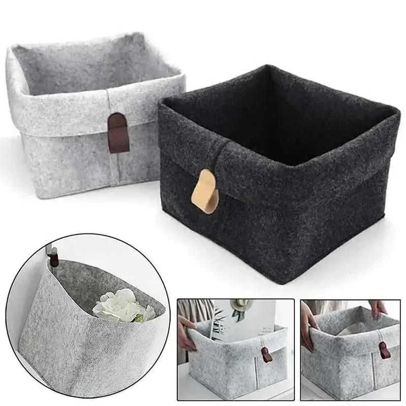 1 Pcs Fashion Minimalist Style Solid Color Felt Storage Basket For Home Personalized Dormitory Bedroom Toys Miscellaneous Boxes