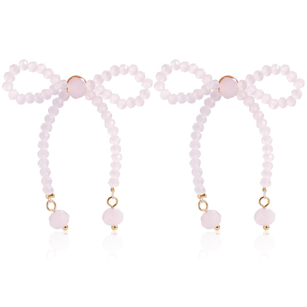 Cross-Border Jewelry, Retro Imitation Pearl Bow Floral Hand-Woven Earrings Internet Celebrities Popular Earrings Women