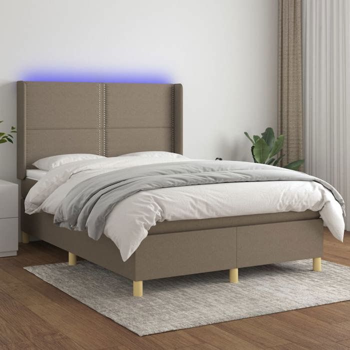 VidaXL Sommier à Lattes de Lit avec Matelas et LED, Lit Rembourré, Lit Double, Lit Adulte de Chambre à Coucher Intérieur, 3138793
