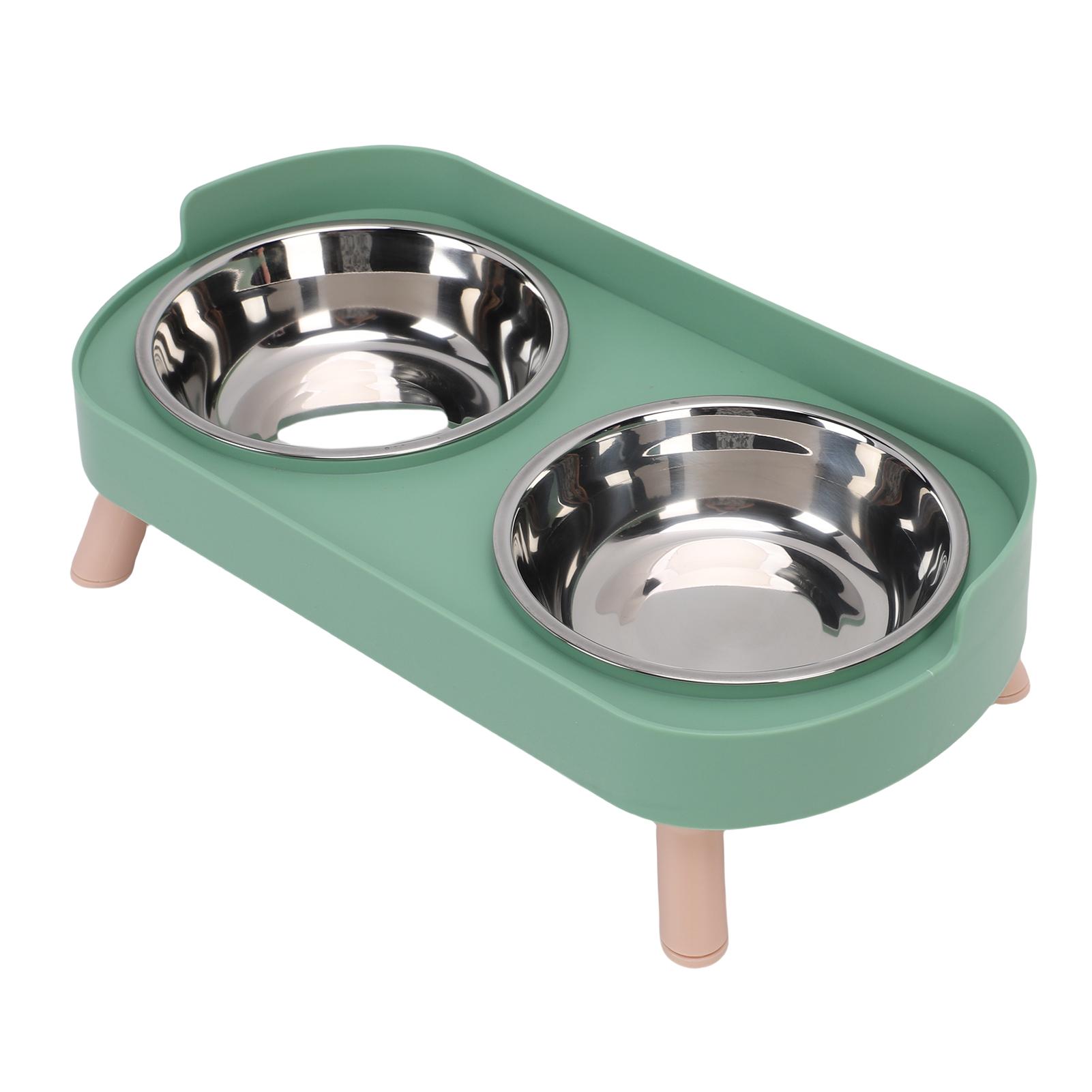 

Elevated Cat Bowl Stainless Steel Integrated Double Bowls Raised Cat Food and Water Dish for Home