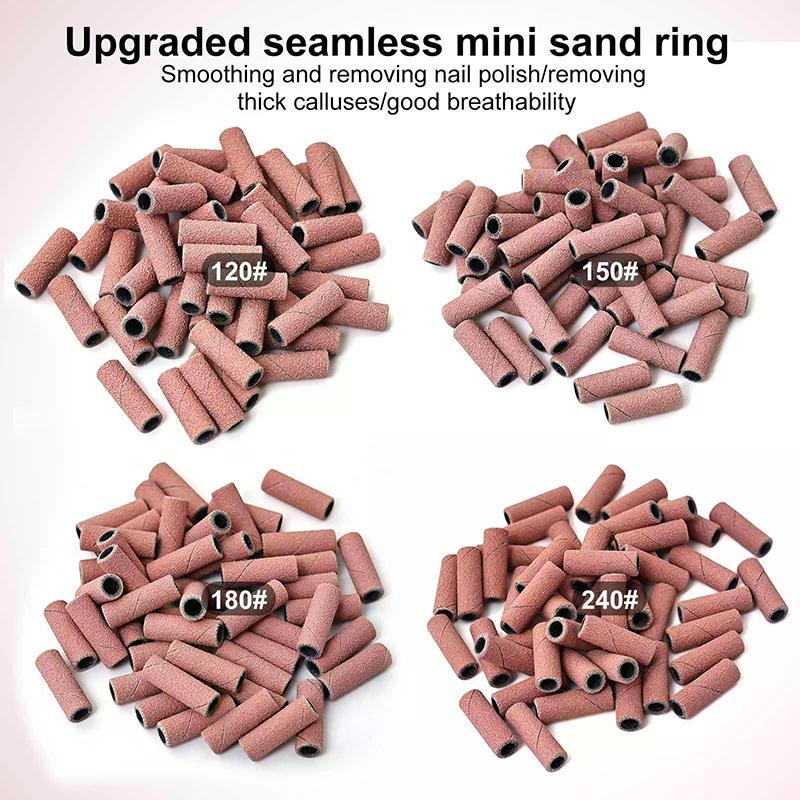Nail Sanding Ring Bands 80/120/180/240 Grit Electric Manicure Drill Grinding Heads UV Gel Polish Removal Pedicure Abrasive Tools