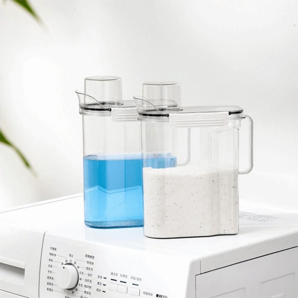 3L Laundry Detergent Dispenser Transparent Leak-Proof Liquid Laundry Container Sealed with Lids Detergent Powder Tank
