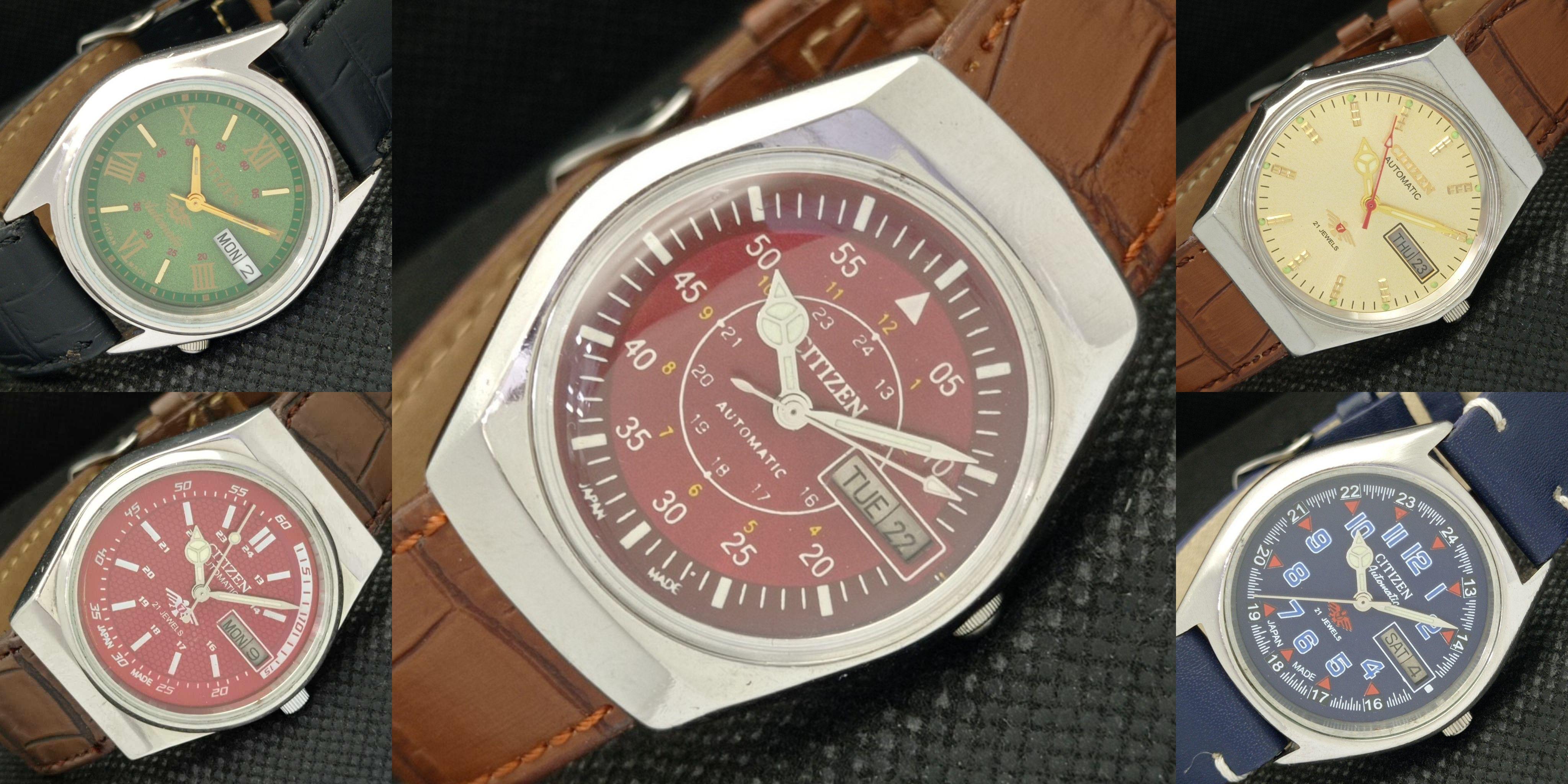 

Б/У ПАРТИЯ ИЗ 5 ВИНТАЖНЫХ АВТОМАТИЧЕСКИХ МУЖСКИХ ЧАСОВ CITIZEN JAPAN DAY/DATE a307210-9 JobSKU-a307210