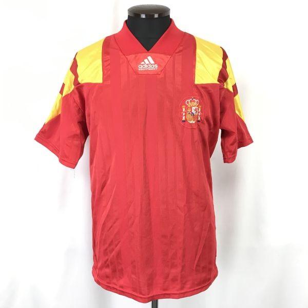 90s UK England Made Spain National Team Replica Jersey Size S Adidas Guardiola Alcorata Rugera cBH683(USED)