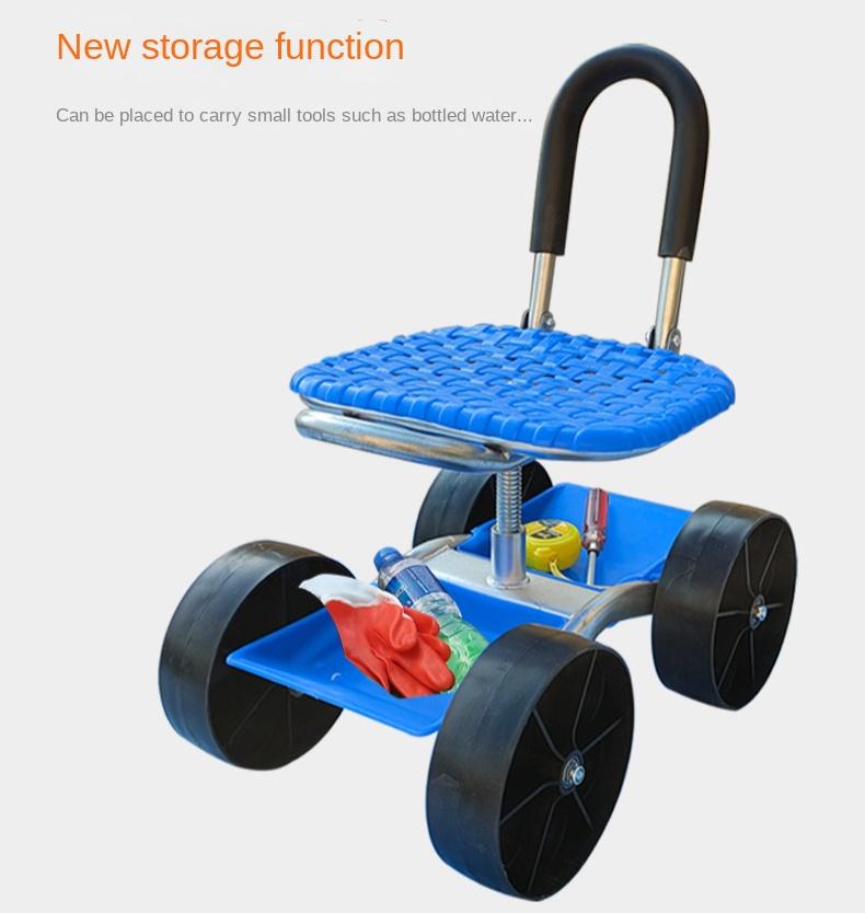 Gartenarbeitsstuhlwagen Rollwerkzeughocker Ackerland Gemüsegewächshaus Mobiler Arbeitshocker Trolley Drehbarer Lift